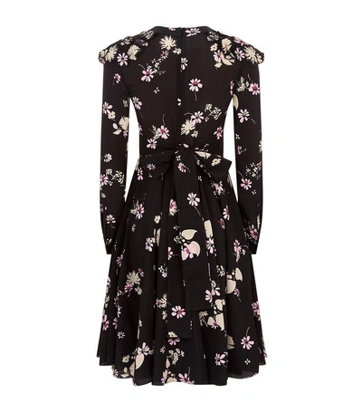 Shop Valentino Floral V-neck Dress In Black
