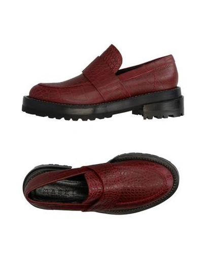Shop Marni Loafers In Maroon