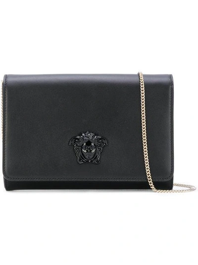 Shop Versace Palazzo Medusa Shoulder Bag In Black