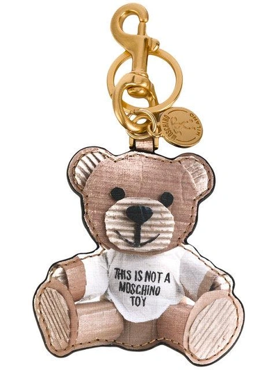Shop Moschino Toy Bear Key Ring - Neutrals