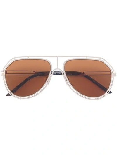 Shop Dolce & Gabbana Aviator Tinted Sunglasses In Metallic