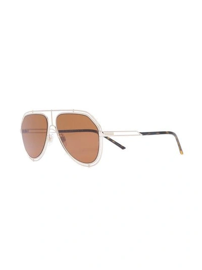 Shop Dolce & Gabbana Aviator Tinted Sunglasses In Metallic