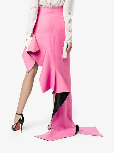 Shop Ronald Van Der Kemp High Waisted Ruffle Asymmetric Skirt In Neutrals