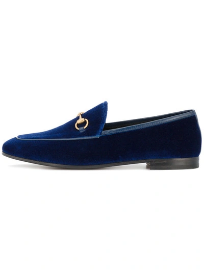 Gucci Blue Jordaan Velvet Loafers In Cobalt Blue Velvet