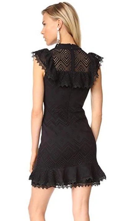 Ella Moss Justina Sleeveless Perforated Ruffled Dress In Black | ModeSens