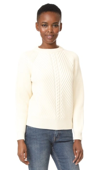 Belstaff Shandi Clean Merino Wool Cable Sweater In Off White