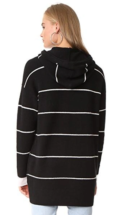Shop Alice And Olivia Riva Shawl Neck Hoodie Tunic In Black/white