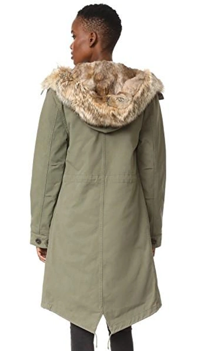 Shop Yves Salomon Hooded Jacket In Hunter Green/naturelle