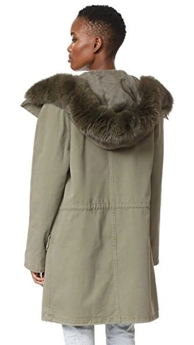 Shop Yves Salomon Hooded Jacket In Hunter Green
