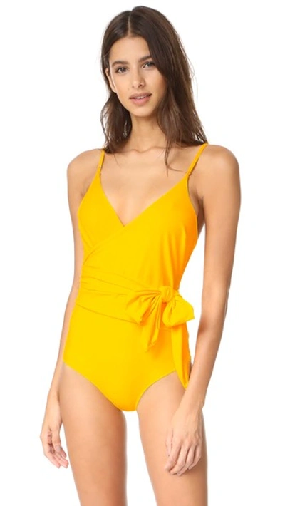 Stella Mccartney Yellow Timeless Basics Wrap Swimsuit