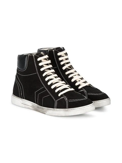 Shop Saint Laurent Black Suede Antibe Hi Top Sneakers