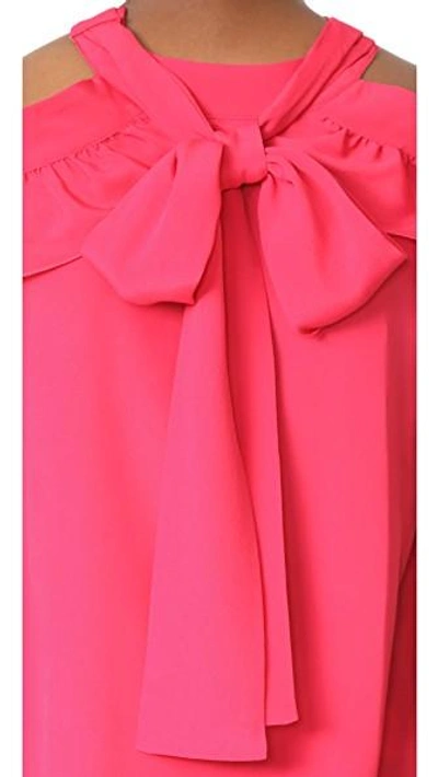 Shop Boutique Moschino Off Shoulder Ruffle Blouse In Pink