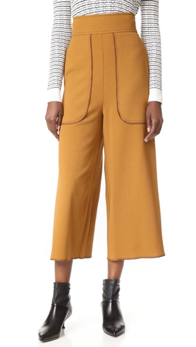 See By Chloé Cropped Wide Leg Trousers In Gold