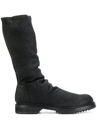 Shop Rick Owens Ruched Boots In 09 Black
