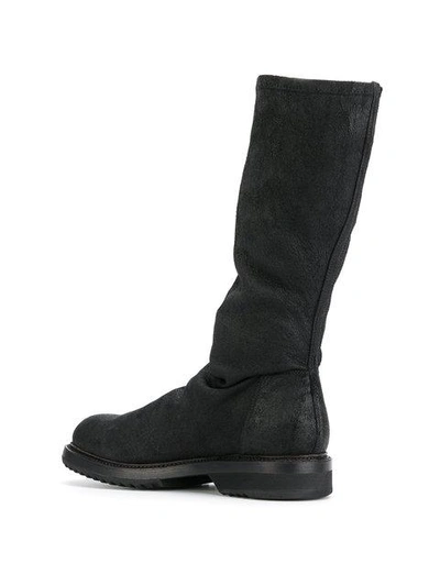Shop Rick Owens Ruched Boots In 09 Black