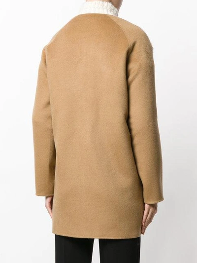 Shop P.a.r.o.s.h Fur Trim Hooded Coat In Brown