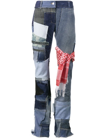 Ronald Van Der Kemp Patchwork Mid-rise Straight-leg Jeans In Blue