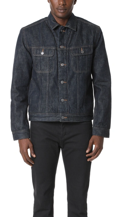 Apc A.p.c. Classic Indigo Denim Jacket With Structured Silhouette In Blue