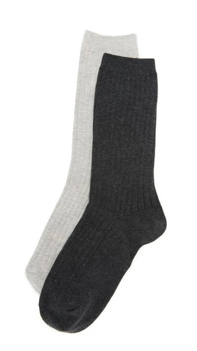 Madewell Two-pack Ribbed Heather Trouser Socks In Heather Grey/charcoal