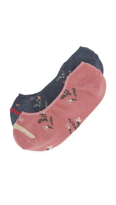 Madewell Two-pack Wild Botanica Low-profile Socks In Navy/rose