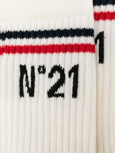 Shop N°21 Logo Stripe-trim Cotton Socks In White