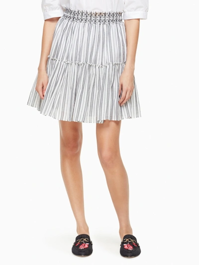 Kate Spade Stripe Smock Waist Skirt In Fresh White/black