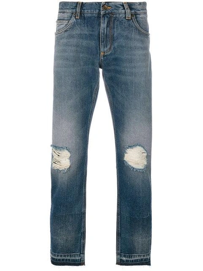 Shop Dolce & Gabbana Distressed Slim-fit Jeans