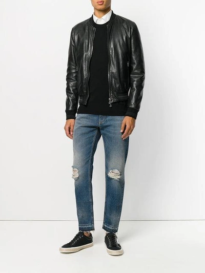 Shop Dolce & Gabbana Distressed Slim-fit Jeans