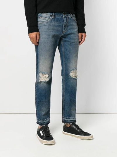 Shop Dolce & Gabbana Distressed Slim-fit Jeans