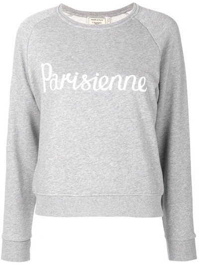 Maison Kitsuné Parisienne Print Sweatshirt In Grey Melange | ModeSens