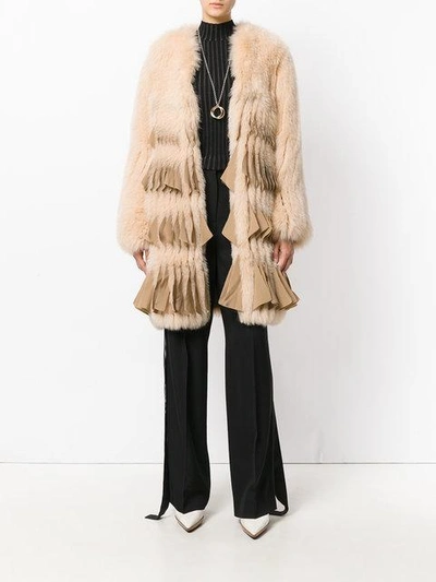 Shop Givenchy Pleated-hem Coat - Neutrals