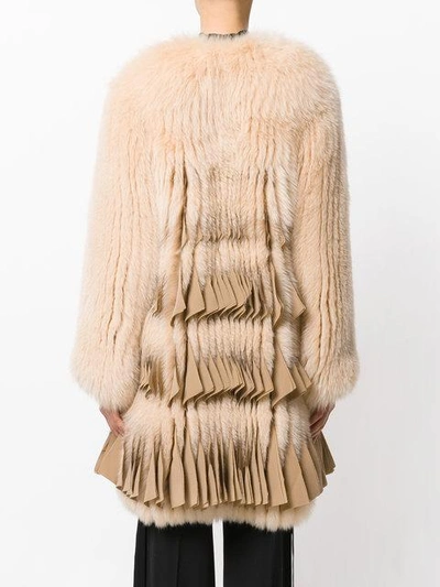 Shop Givenchy Pleated-hem Coat - Neutrals