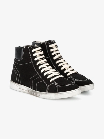 Shop Saint Laurent Black Suede Antibe Hi Top Sneakers