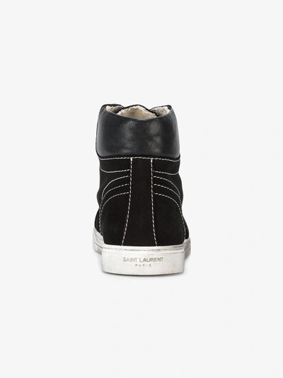 Shop Saint Laurent Black Suede Antibe Hi Top Sneakers