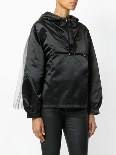Shop Moschino Tulle Detail Rain Jacket In Black
