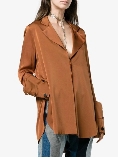 Shop Ellery Explosive Side Slit Shirt In Brown