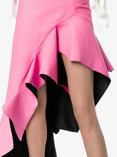 Shop Ronald Van Der Kemp High-waist Ruffle Asymmetric Skirt In Neutrals
