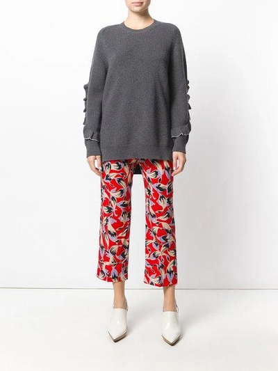 Shop N°21 Printed Cropped Trousers In Red