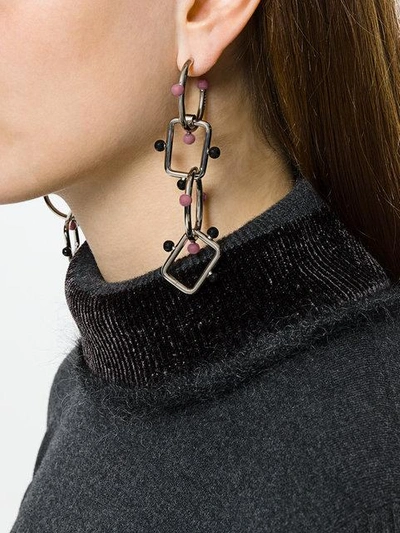 Shop Marni Large Chain Pendant Earrings - Grey