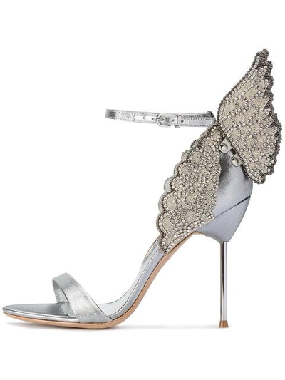 Shop Sophia Webster Silver Evangeline Butterfly 100 Sandals In Metallic