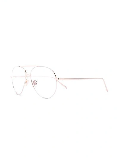 Shop Linda Farrow Gallery Aviator Glasses - Metallic