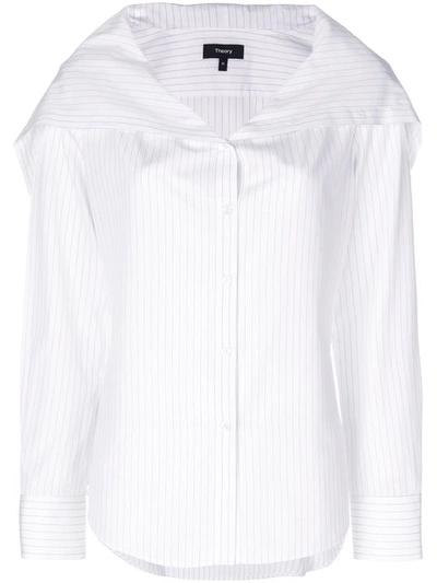 Shop Theory Striped Collared Shirt - White