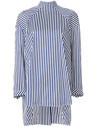 Ellery Treble Open-back Striped Cotton Shirt In Dark-blue And White