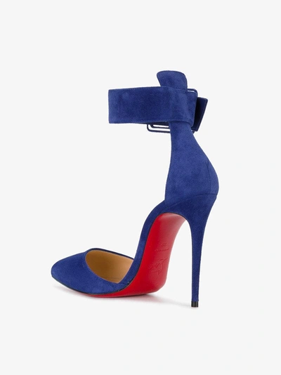 Shop Christian Louboutin Blue Suede Harler 100 Sandals