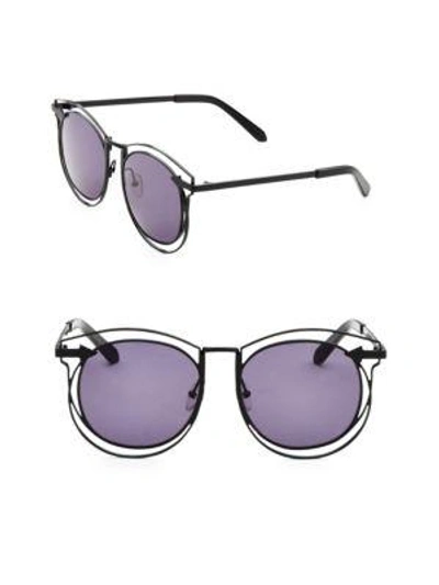 Karen Walker Superstars Simone 54mm Round Wire Sunglasses In Black-purple