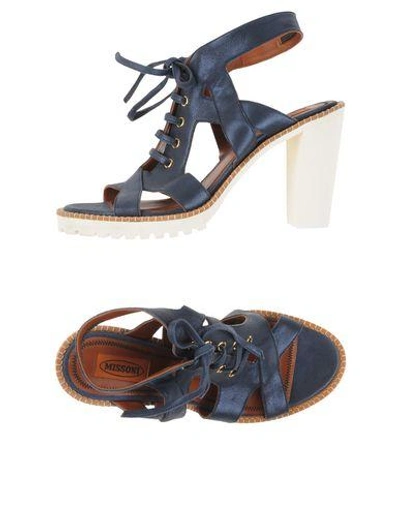 Shop Missoni Sandals In Dark Blue
