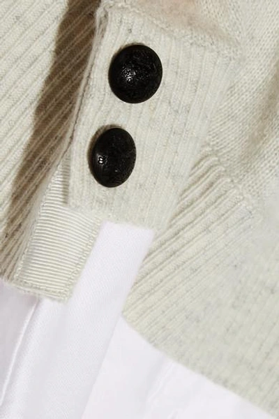 Shop Veronica Beard Knot Cotton-paneled Striped Silk And Cashmere-blend Top