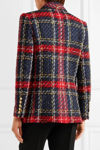 Shop Balmain Tartan Tweed Blazer