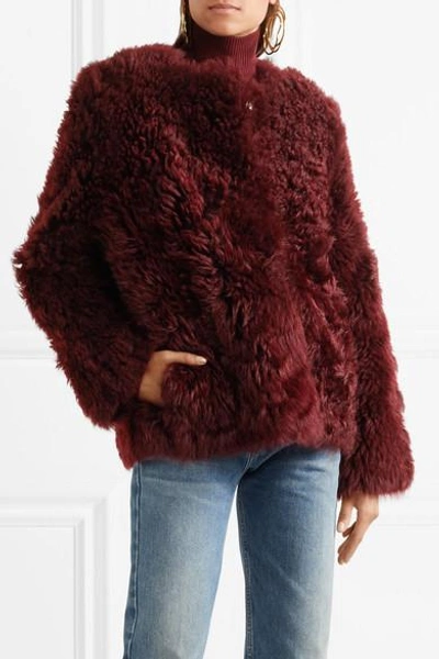 Shop Yves Salomon Reversible Suede And Shearling Coat