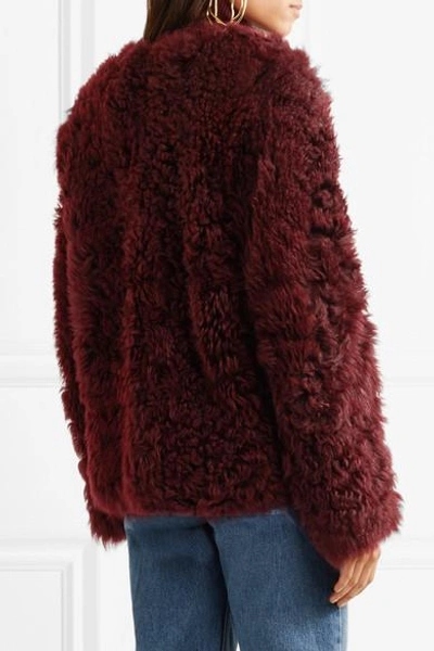 Shop Yves Salomon Reversible Suede And Shearling Coat